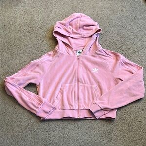 Adidas cropped cotton velour hoodie